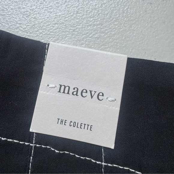 NWT Anthropologie Maeve Colette Wide-Leg Linen Pants Black Contrast Stitch 27 - Picture 13 of 14